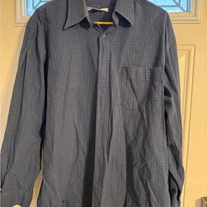 Perry Ellis VTG Navy Perry cottons 100% cotton button down Shirt Size M Mens